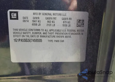2014 Chevrolet Cruze Ls Auto from USA, damaged, VIN 1G1PA5SG3E7456505